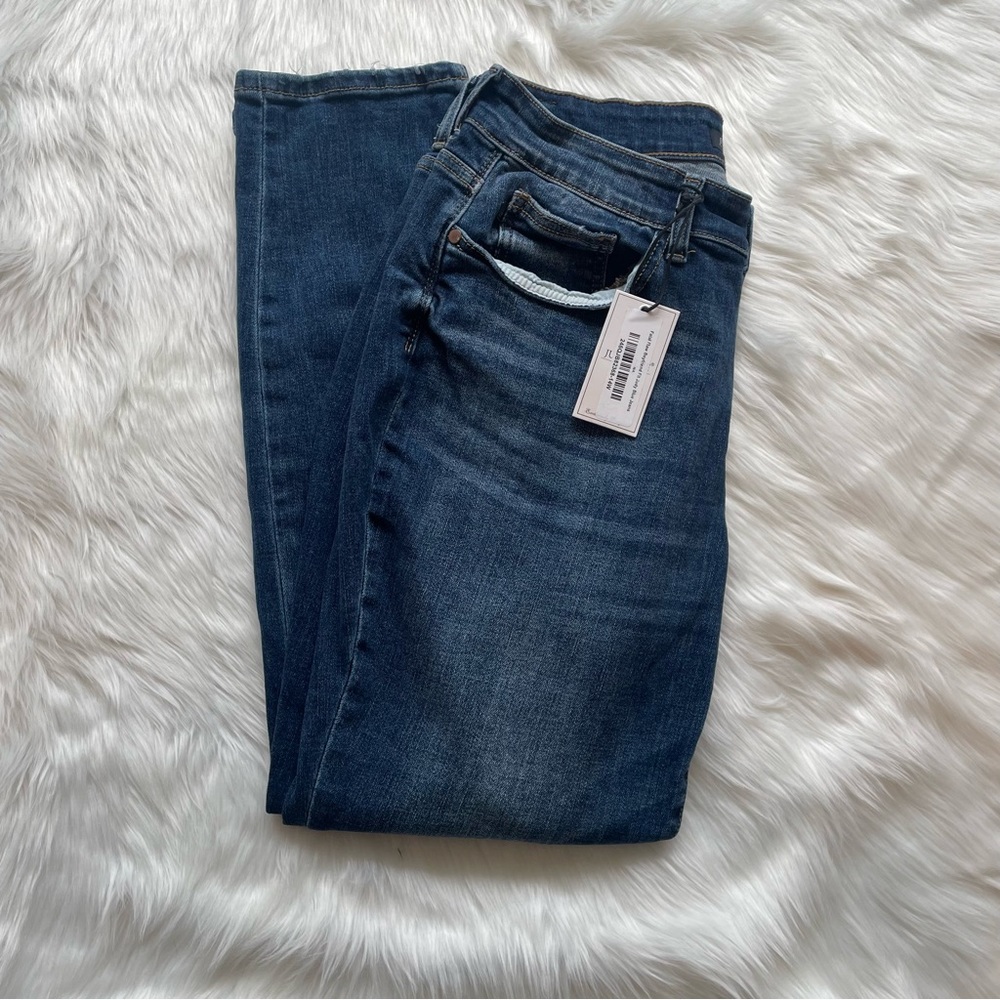EUC Judy Blue Denim Boyfriend Fit Skinny Leg Dark Wash Stretch Jeans Size 14W